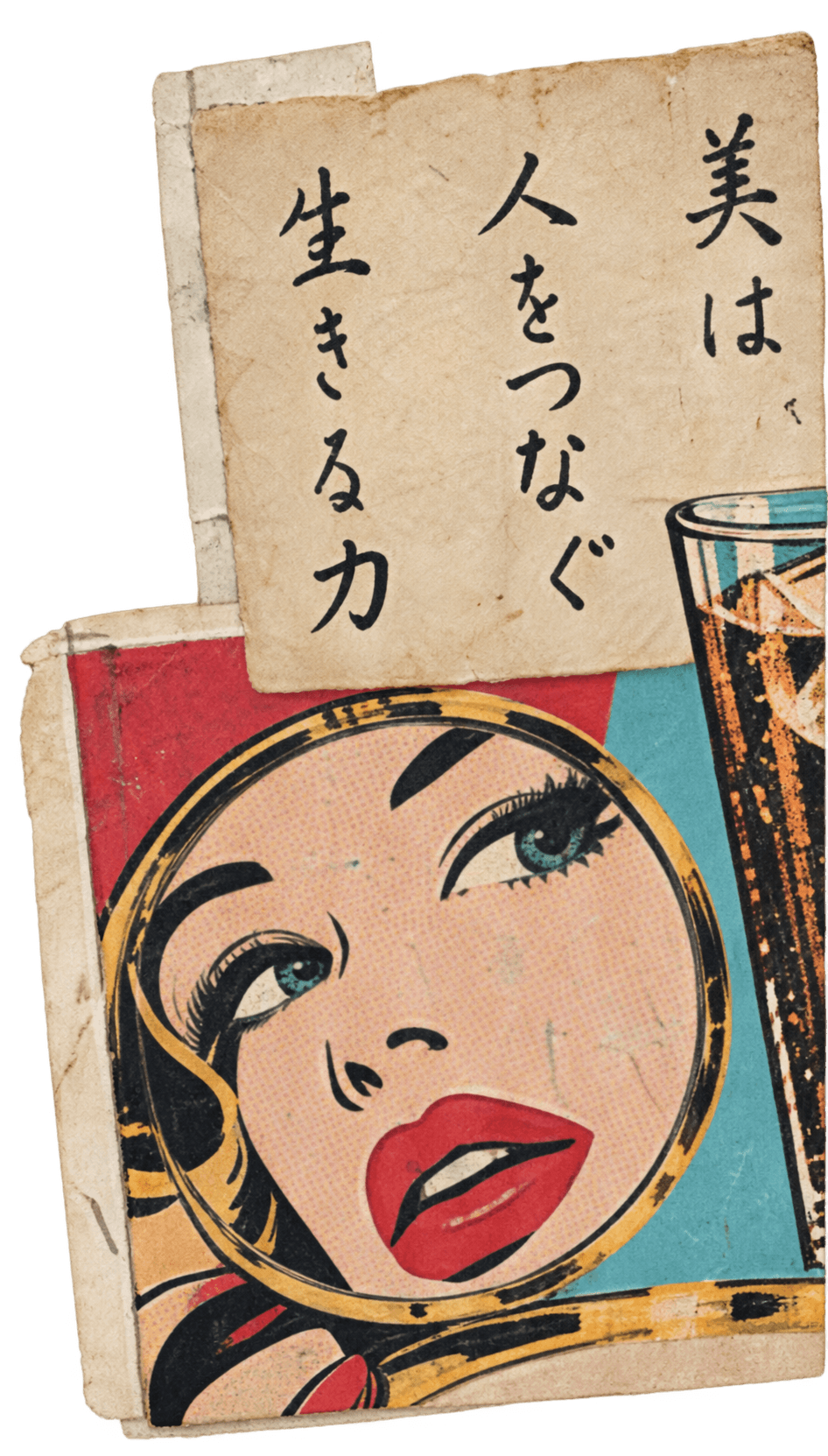 Japanese paper and vintage Pop art fragments