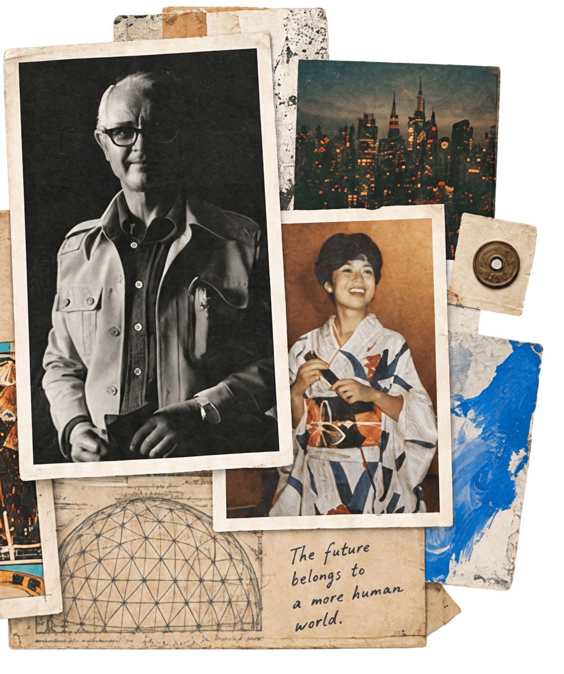 John and Kimiko Powers surrounded by personal photographs and archival artifacts